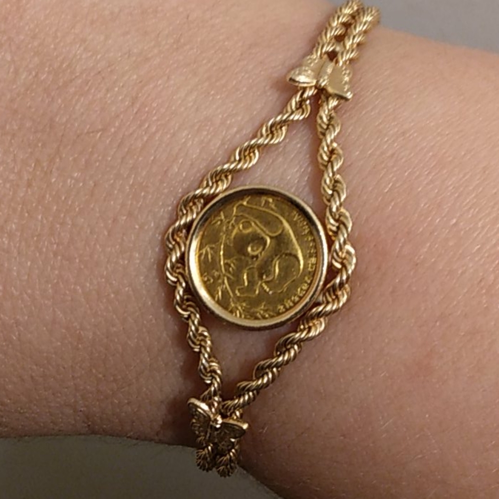 14k Vintage Panda Coin Bracelet